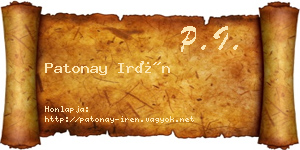 Patonay Irén névjegykártya